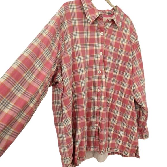 Vintage L.L. Bean Fleece Shacket Plaid woman's size 2XL Pink - Picture 3 of 6